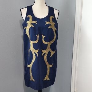 Twelve by Twelve Navy and Gold Embroirded Dress